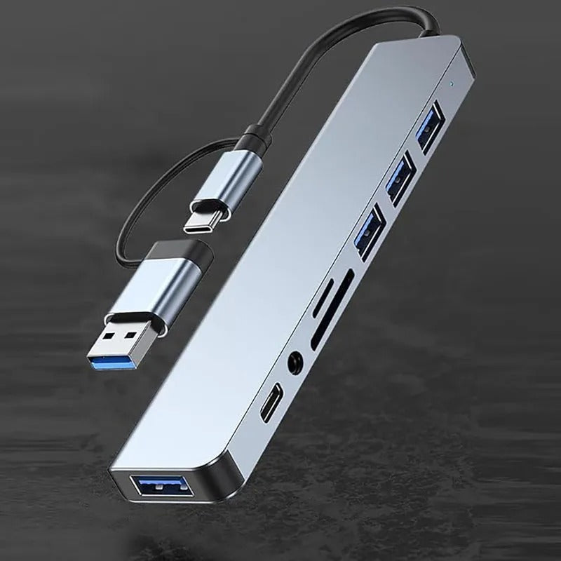 USB C Hub USB Splitter 8 in 1 USB Extender with 4 USB Port 1 USBC Port TF/SD Card Reader Audio Output Compatible for MacBook