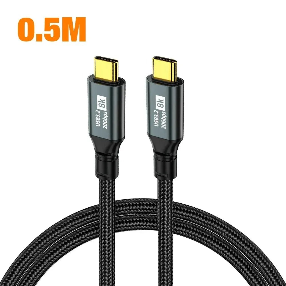 100W USB-C to USB-C Fast Charging Cable PD 20Gbps USB 3.2 8K 60Hz Thunderbolt 3 Type-C Data Sync Cable for iPhone Xiaomi Huawei