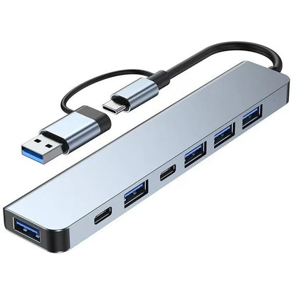 USB C Hub USB Splitter 8 in 1 USB Extender with 4 USB Port 1 USBC Port TF/SD Card Reader Audio Output Compatible for MacBook