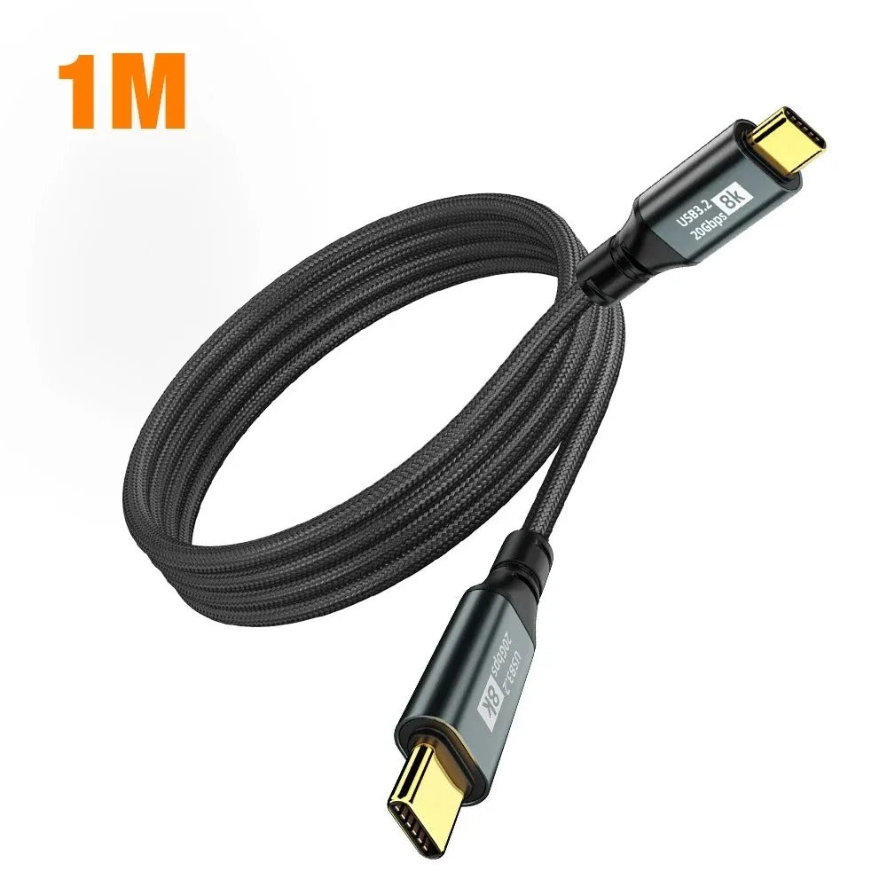 100W USB-C to USB-C Fast Charging Cable PD 20Gbps USB 3.2 8K 60Hz Thunderbolt 3 Type-C Data Sync Cable for iPhone Xiaomi Huawei