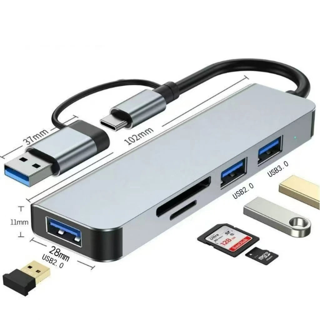 USB C Hub USB Splitter 8 in 1 USB Extender with 4 USB Port 1 USBC Port TF/SD Card Reader Audio Output Compatible for MacBook