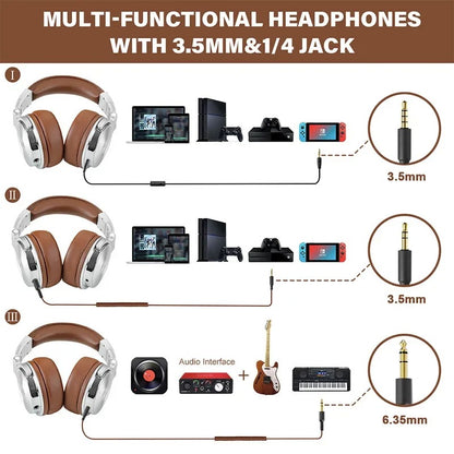 Over Ear Hi-Res Headphones With Mic – Professional Monitoring Headset for AMP,